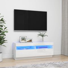 Έπιπλο Τηλεόρασης με LED Γυαλιστερό Άσπρο 100 x 35 x 40 εκ. 804460