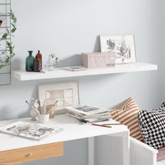Ράφι Τοίχου Γυαλιστερό Άσπρο 120x23,5x3,8 εκ. MDF 323757