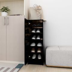 Παπουτσοθήκη Μαύρη 32 x 35 x 92 εκ. από Επεξ. Ξύλο 808973