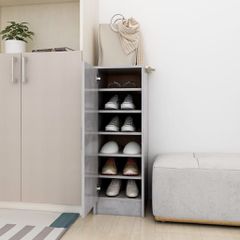 Παπουτσοθήκη Γκρι Σκυροδέματος 32 x 35 x 92 εκ. από Επεξ. Ξύλο 808976