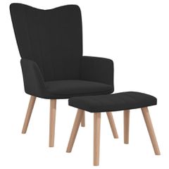 Πολυθρόνα Relax Μαύρη Βελούδινη με Σκαμπό 327672