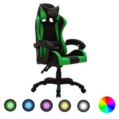 Καρέκλα Racing με Φωτισμό RGB LED Πράσινο/Μαύρο Συνθετικό Δέρμα 287999
