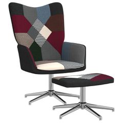 Πολυθρόνα Relax Σχέδιο Patchwork Υφασμάτινη με Σκαμπό 328202