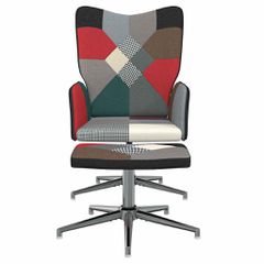 Πολυθρόνα Relax Σχέδιο Patchwork Υφασμάτινη με Σκαμπό 328202-thumb-2
