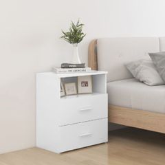 Κομοδίνα 2 τεμ. Λευκά 50 x 32 x 60 εκ. από Επεξ. Ξύλο 803273