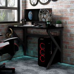 Γραφείο Gaming Μαύρο 90 x 60 x 75 εκ. με Πόδια σε Σχήμα Κ 325400