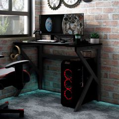 Γραφείο Gaming Μαύρο 110 x 60 x 75 εκ. με Πόδια σε Σχήμα Κ 325402