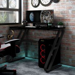 Γραφείο Gaming Μαύρο 110 x 60 x 75 εκ. με Πόδια σε Σχήμα ΖΖ 325412