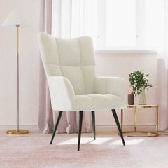 Πολυθρόνα Relax Λευκό Κρεμ Βελούδινη 328082-thumb-1