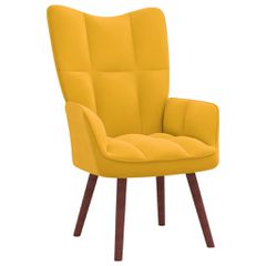 Πολυθρόνα Relax Κίτρινο Μουσταρδί Βελούδινη 328058