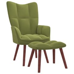 Πολυθρόνα Relax Ανοιχτό Πράσινο Βελούδινη με Σκαμπό 328065