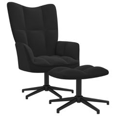Πολυθρόνα Relax Μαύρη Βελούδινη με Σκαμπό 328112