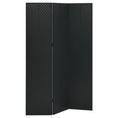 Διαχωριστικό Δωματίου με 3 Πάνελ Μαύρο 120 x 180 εκ. από Ατσάλι 335895
