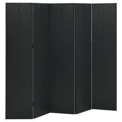 Διαχωριστικό Δωματίου με 5 Πάνελ Μαύρο 200 x 180 εκ. από Ατσάλι 335901