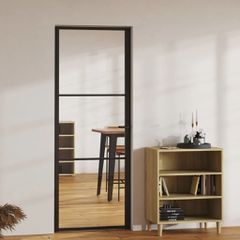 Πόρτα Εσωτερική Μαύρη 76 x 201,5 εκ. από Γυαλί ESG / Αλουμίνιο 151198