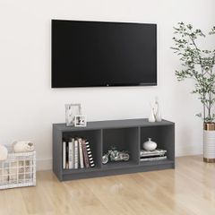 Έπιπλο Τηλεόρασης Γκρι 104 x 33 x 41 εκ. από Μασίφ Ξύλο Πεύκου 809962