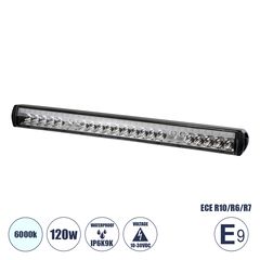 GloboStar® 85333 E9 Mark Vehicle - JEEP & Forklift LED Bar - Μπάρα Εργασίας για Οχήματα - JEEP & Περονοφόρα - Κλαρκ LED 120W DC 10-30V Αδιάβροχη IP6K9K Ψυχρό Λευκό 6000K Μ50 x Π6 x Υ5cm