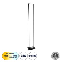 GloboStar® CORNELIE 60463 Επιδαπέδιο Φωτιστικό LED CCT 24W 2640lm 200° AC 220-240V - Εναλλαγή Φωτισμού μέσω Διακόπτη On/Off All In One Ψυχρό 6000k+Φυσικό 4500k+Θερμό 2700k Μ26 x Π16 x Υ153cm - Μαύρο -