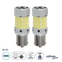 GloboStar® 1156 - BA15S - P21W 81476-B Λάμπες Αυτοκινήτου LED  3rd Generation Can-Bus Extreme Series 150xSMD2016 28W 3360lm 360° DC 12-16V IP20 Φ2.1 x Υ5.5cm Ψυχρό Λευκό 6000K - Σετ 2 Τεμαχίων σε Box