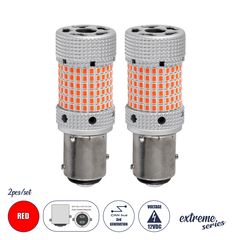 GloboStar® 81479-B Λάμπες Αυτοκινήτου LED 1157 - BAY15D - P21/5W 3rd Generation Can-Bus Extreme Series 150xSMD2016 28W/56W 2240lm/4480lm 360° DC 12-16V IP20 Φ2.1 x Υ5.5cm Κόκκινο - Σετ 2 Τεμαχίων σε B