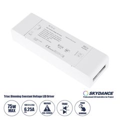 GloboStar® 73129 TE-75-12 SKYDANCE AC Triac Dimmer Push Dimming 1 Κανάλι AC 200-240V 1 x 6.25A 75W - Max 6.25A 75W - IP20 Μ18 x Π5.7 x Υ3cm - 5 Χρόνια Εγγύηση