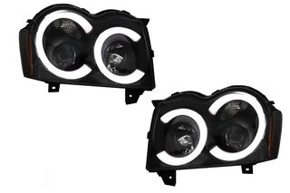 ΦΑΝΑΡΙΑ ΕΜΠΡΟΣ Angel Eyes Headlights LED BAR Jeep Grand Cherokee WK (2005-2008) Black