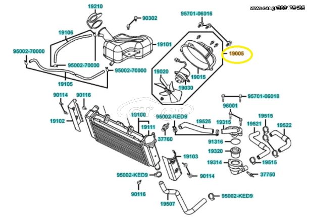 Βεντυλατέρ Kymco Venox.250 2001 - 2003 19005-KED9-900