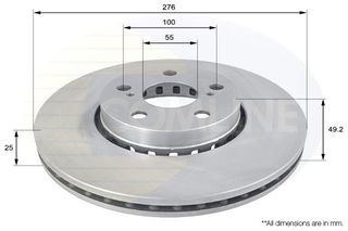 ΔΙΣΚΟΠΛΑΚΑ COMLINE Z2581.20  276x25 ΕΜΠ. ΤΟΥΟΤΑ AVENSIS 15"Ζαντα276χ25 Εμπρ. ADC0199V 4351205060 4351220730 197368 26065 590.2581.20 590258120 6887.10 688710 ADT343159 FBD172 J3302147 Z 2581 Z 2581.20