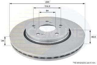 ΔΙΣΚΟΠΛΑΚΑ COMLINE HONDA CR-V II 07 ΕΜΠΡΟΣ D293 ADC0560V 45251SWAA00 DI405 45251SWWG01 45251-SWW-G01