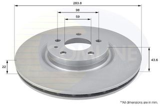 ΔΙΣΚΟΠΛΑΚΑ COMLINE Z2207.20  283.8x22 ΕΜ ALFA 156 147 164 GT SPID,L ΕΜΠΡΟΣ284x22 ADC1805V 164102000000 1641022023 164102202300 46445006 51990127 51996238 569086 60551775 60569163 60569386 60571548 606