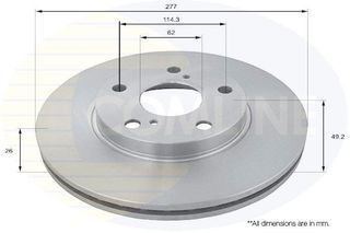 ΔΙΣΚΟΠΛΑΚΑ COMLINEZ2818.20ΕΜΠ277x26T TOYOTA AURISE18COROLLA 10 12-18277x26 ADC2513V 4351202330 590.2818.20 590281820 61539.10 6153910 ADC2513V FBD436 Z2818 Z2818.20 Z281820 4351202330