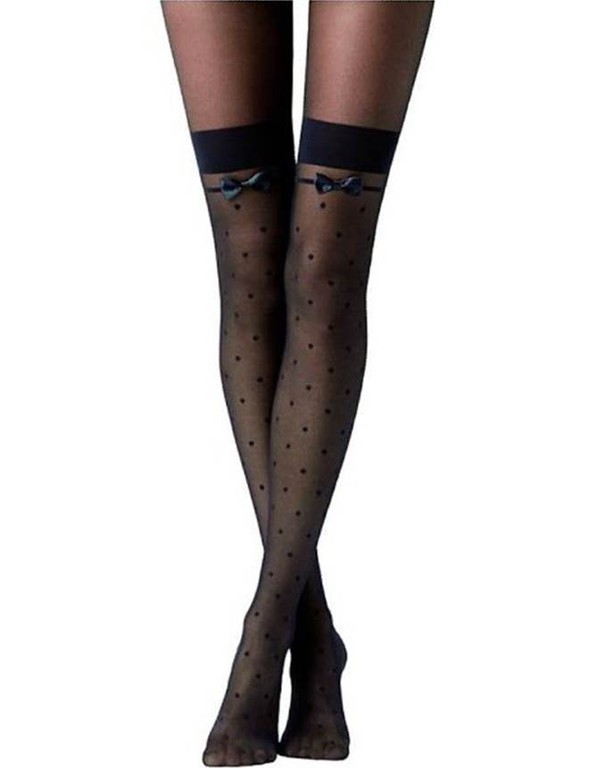 Jacquard Bow Tie Black Spot Stocking