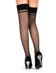 Jacquard Bow Tie Black Spot Stocking-thumb-1