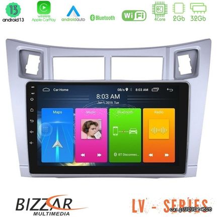 Bizzar LV Series Toyota Yaris 4Core Android 13 2+32GB Navigation Multimedia Tablet 9" (Ασημί Χρώμα)