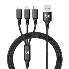 Καλώδιο Wozinsky 3w1 USB - USB Typ C/ micro USB/ Lightning 2,8A 1,25m μαύρο