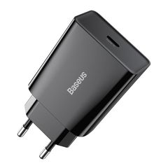 Γρήγορος φορτιστής τοίχου Baseus Speed Mini EU USB Type C 20W 3A Power Delivery Quick Charge μαύρο (CCFS-SN01)