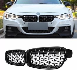 Καρδιές Μάσκας  Bmw F30 (2011+) - γυαλιστερή - Diamond Design - χρωμίου μαύρη