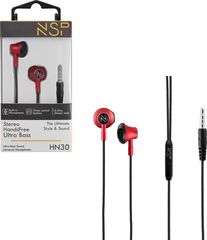 NSP Hands Free Stereo Universal 3.5mm 1.2m Ultra Bass HN30 With Remote And Mic RED