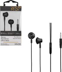NSP Hands Free Stereo Universal 3.5mm 1.2m Ultra Bass HN30 With Remote And Mic BLACK