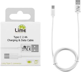 Lime Successories Lime Type C Long Usb 2.4A ΦΟΡΤΙΣΗΣ-Data 1m LUC01 WHITE