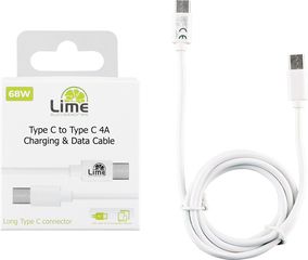 Lime Successories Lime USB-C Type C To USB-C Type C Long 4.0A ΦΟΡΤΙΣΗΣ-Data 1m LCC01 WHITE