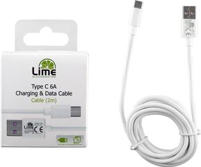 Lime Successories Lime Type C Usb 6.0A ΦΟΡΤΙΣΗΣ-Data 2m L02 WHITE