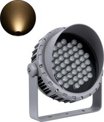 GloboStar FLOOD-Mena Προβολέας Wall Washer για Φωτισμό Κτιρίων Led 48W 5280lm 30° Dc 24V Αδιάβροχο IP65 Φ25 x Υ18cm Θερμό Λευκό 3000K - Ασημί - 3 Years Warranty - (90646)