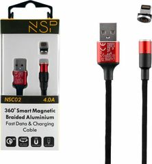 NSP Lightning Usb ΦΟΡΤΙΣΗΣ-Data Magnetic Braided NSC02 4.0A Qc 3.0 1.2m RED