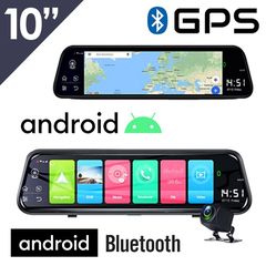 Android καθρέφτης αυτοκινήτου με GPS με οθόνη αφής 10" ιντσών (Bluetooth MirrorLink IPS HD G-Sensor κάμερα οπισθοπορείας DVR καταγραφικό αντικλεπτικό) 4569K