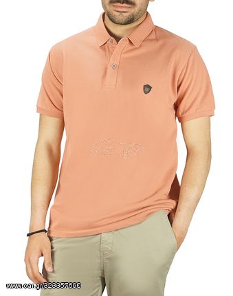 Everbest Ανδρική Βαμβακερή Μπλούζα Polo Σομόν Regular Fit (222-836) (100% Βαμβάκι)