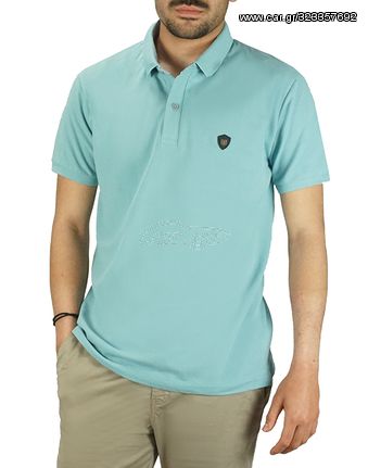 Everbest Ανδρική Βαμβακερή Μπλούζα Polo Σιέλ Regular Fit (222-836) (100% Βαμβάκι)