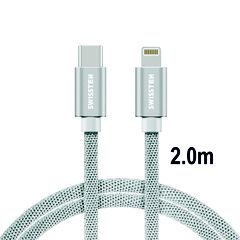 Καλώδιο φόρτισης / δεδομένων USB-C / Lightning 2m ασημί