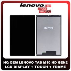 OEM Συμβατό Για Lenovo Tab M10 HD Gen 2' (TB-X306) IPS LCD Display Screen Assembly Οθόνη + Touch Screen Digitizer Μηχανισμός Αφής + Frame Bezel Πλαίσιο Σασί Black Μαύρο