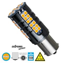 GloboStar® 1156 - BA15S - P21W 81251 Λάμπα Αυτοκίνητου  3rd Generation Can-Bus Extreme Series LED 66 SMD 3030 15W 1800lm 360° DC 12V IP20 Πορτοκαλί